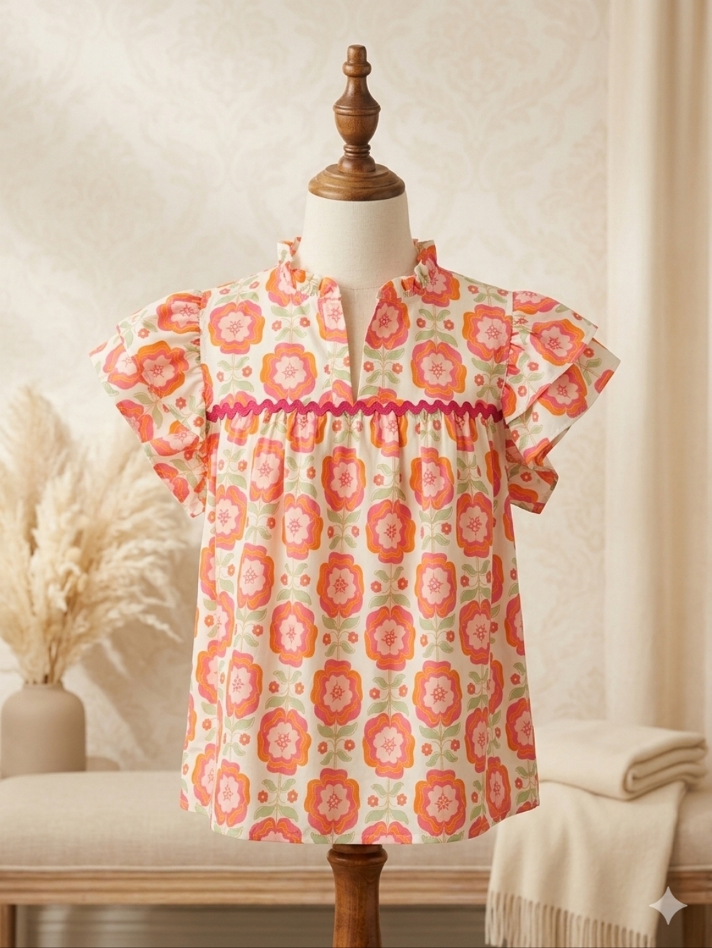 Wholsalesir Spring Floral V-Neck Top (S–2XL)